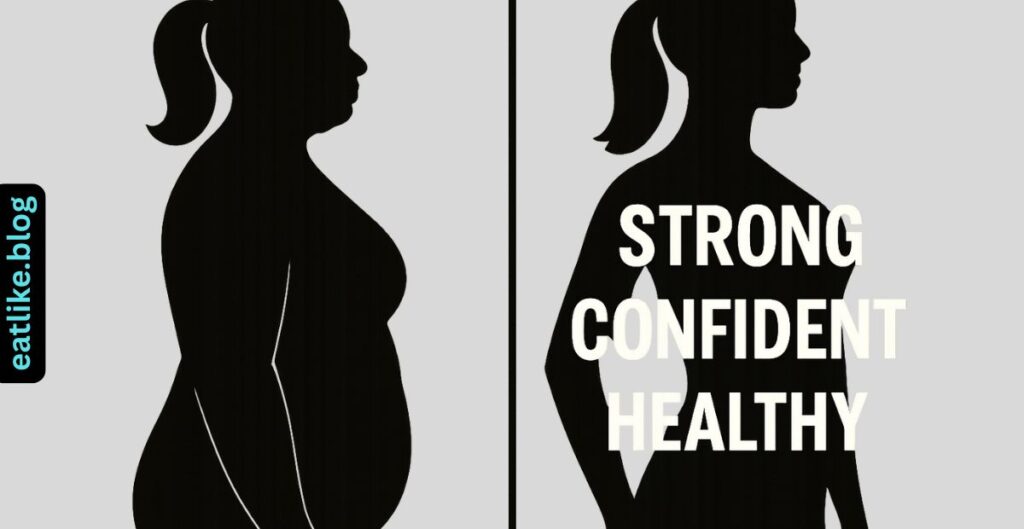 Before-and-after wellness transformation visual inspired by Lizzo’s journey

