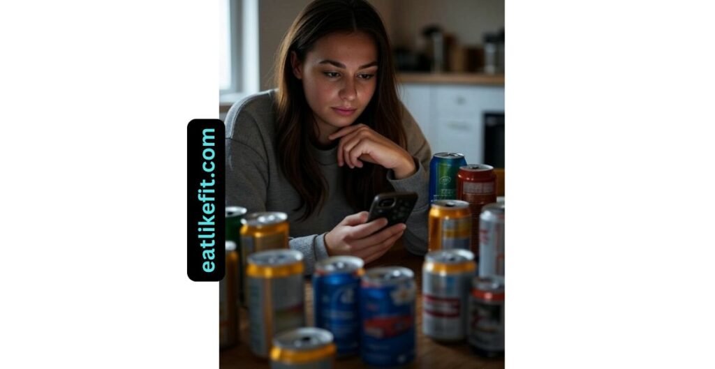 Consumer reading food safety alert after Celsius and High Noon recall news
