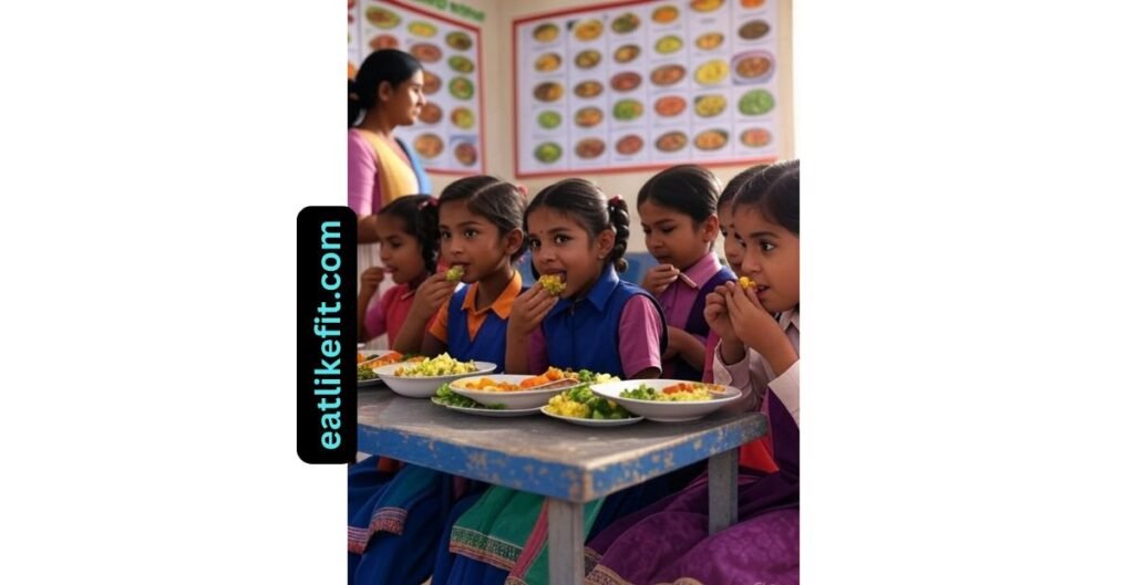 School children in rural India learning about nutrition through the Maha Movement.