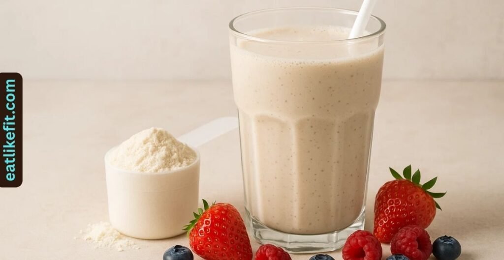 Protein powder shake for muscle recovery and weight management.