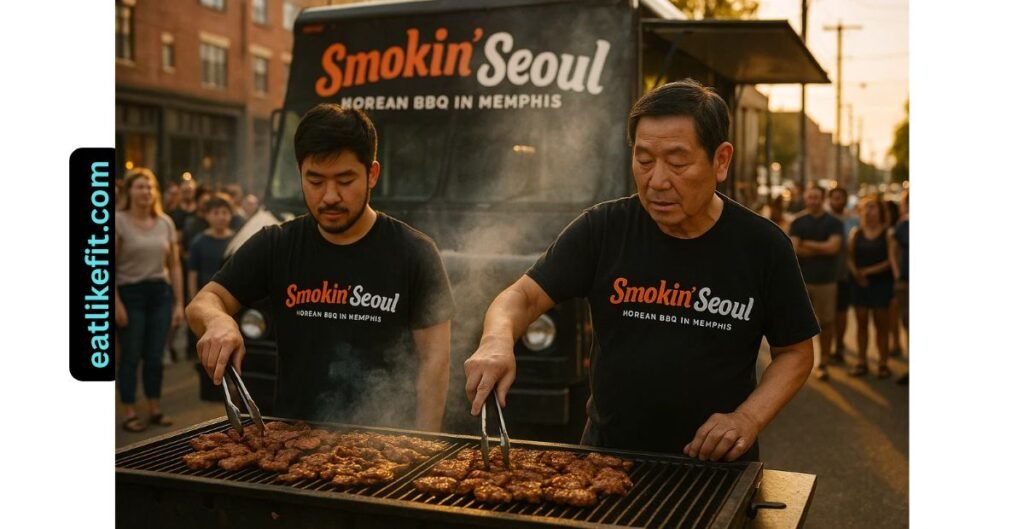Smokin’ Seoul team serving BBQ in Memphis during a challenge on The Great Food Truck Race 2025.


