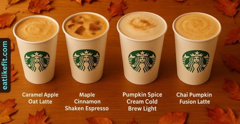 Starbucks Fall 2025 new drinks lineup including Caramel Apple Oat Latte and Maple Cinnamon Shaken Espresso