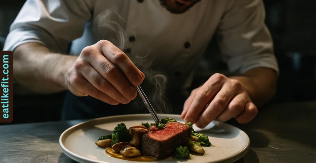 Chef preparing a dish live on stage during the Yes Chef Food Festival.