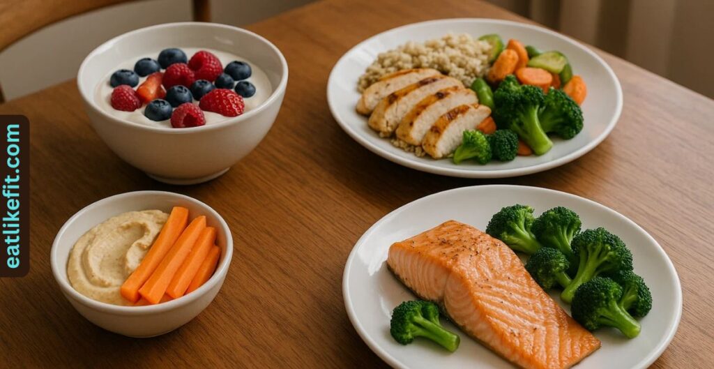 Example of a full day of meals for a 1700 calorie diet.