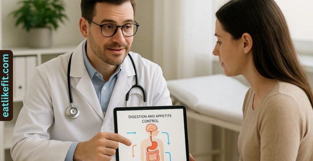 “Doctor explaining how semaglutide works to reduce appetite and control weight.”