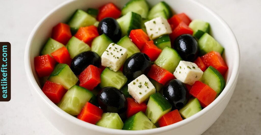 Mediterranean salad with sweet peppers and feta.