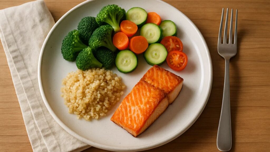 Balanced plate showing vegetables