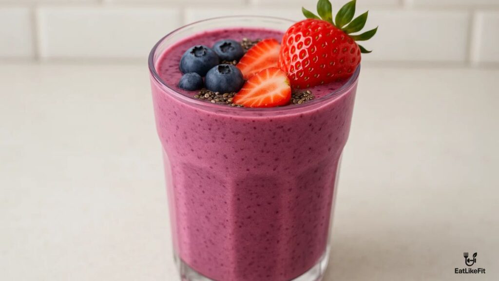 Berry smoothie with fresh berries and chia seeds