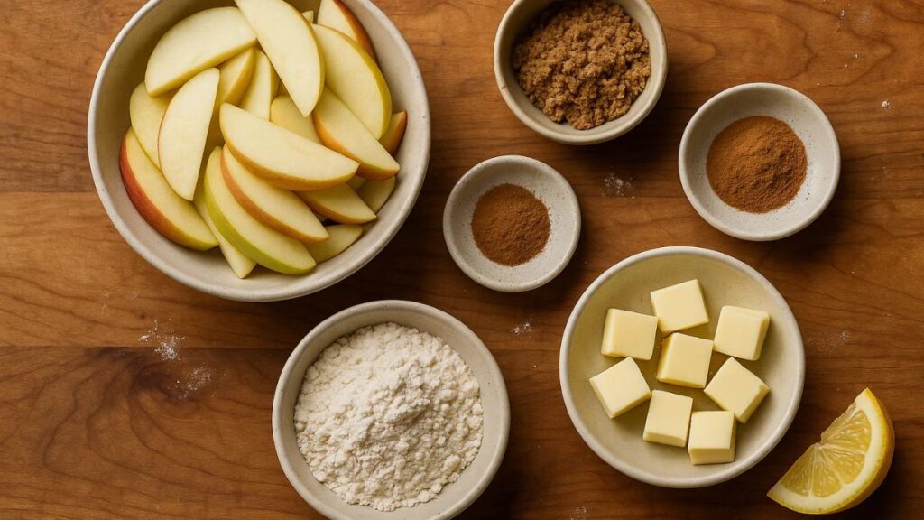 Ingredients for apple crisp without oatmeal