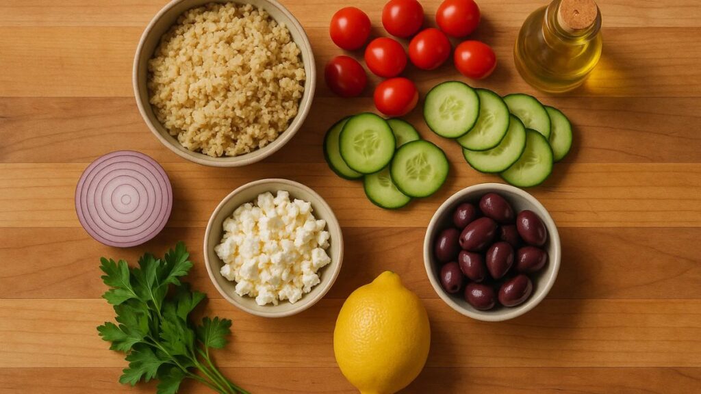 Mediterranean quinoa salad ingredients
