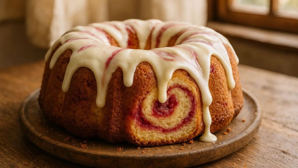 White Chocolate Raspberry Bundt Cake