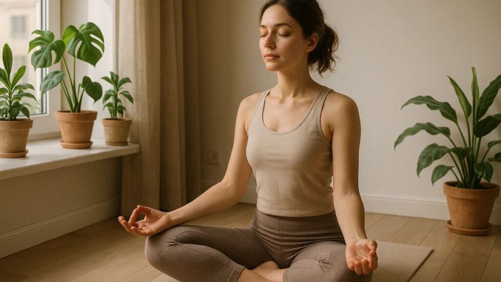 Woman practicing yoga for hormone balance and stress management