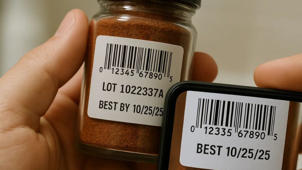 label showing UPC and lot number
