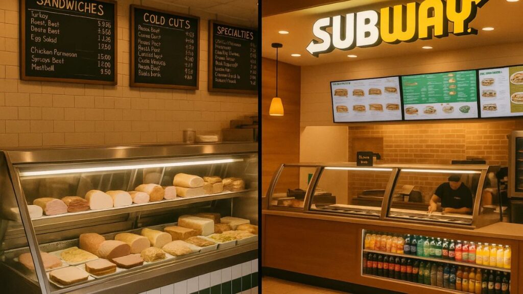 “Local deli versus national sandwich chain — both offering National Sandwich Day deals.”