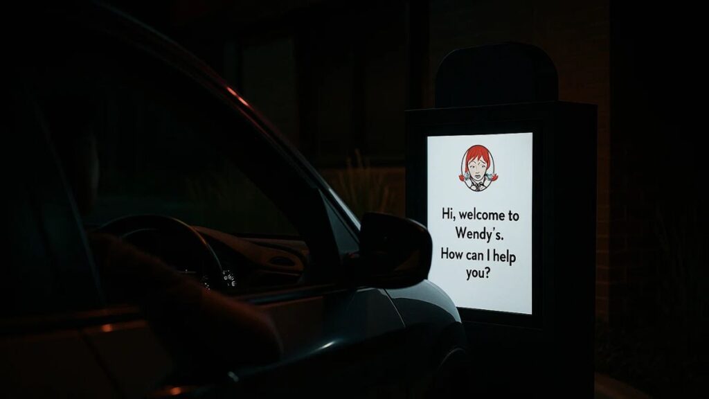 Wendy’s AI-driven drive-thru screen glowing