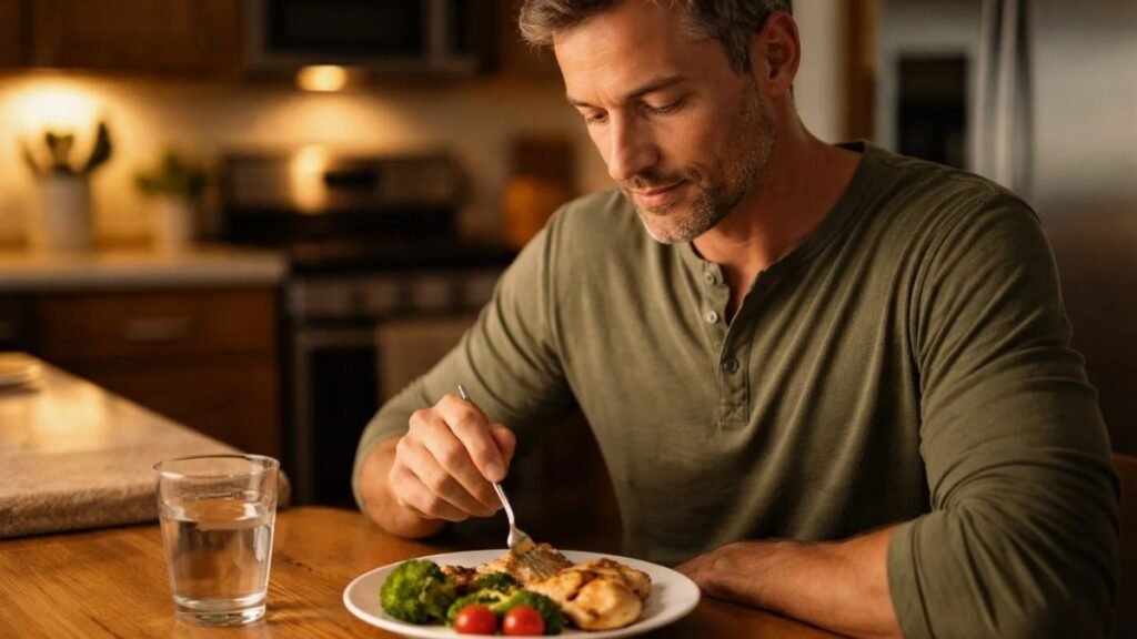 Eating smaller meals slowly to reduce nausea on semaglutide
