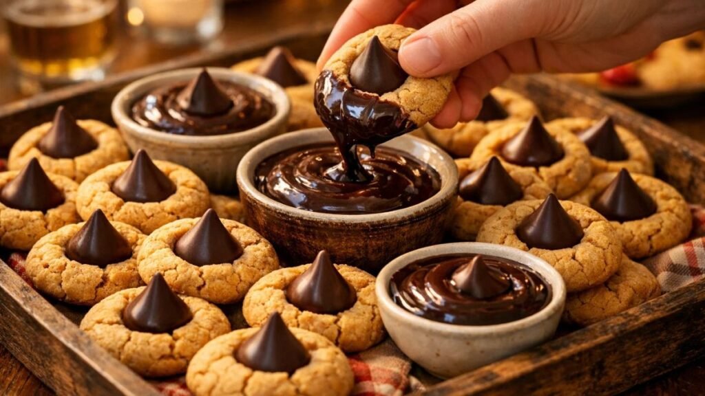 Hot fudge sauce with 3-ingredient peanut butter blossoms for 2026