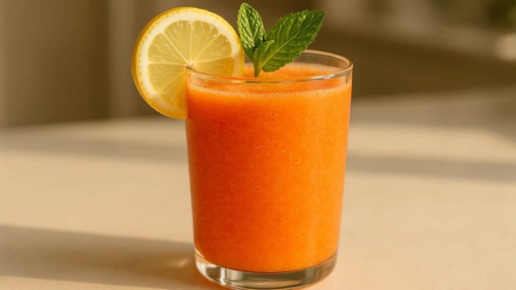 “Natural Mounjaro-inspired GLP-1 Booster Blend served in a glass with lemon and mint garnish for weight loss support.”
