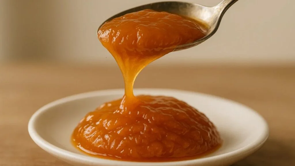 “Persimmon jelly wrinkle test showing proper gel set”