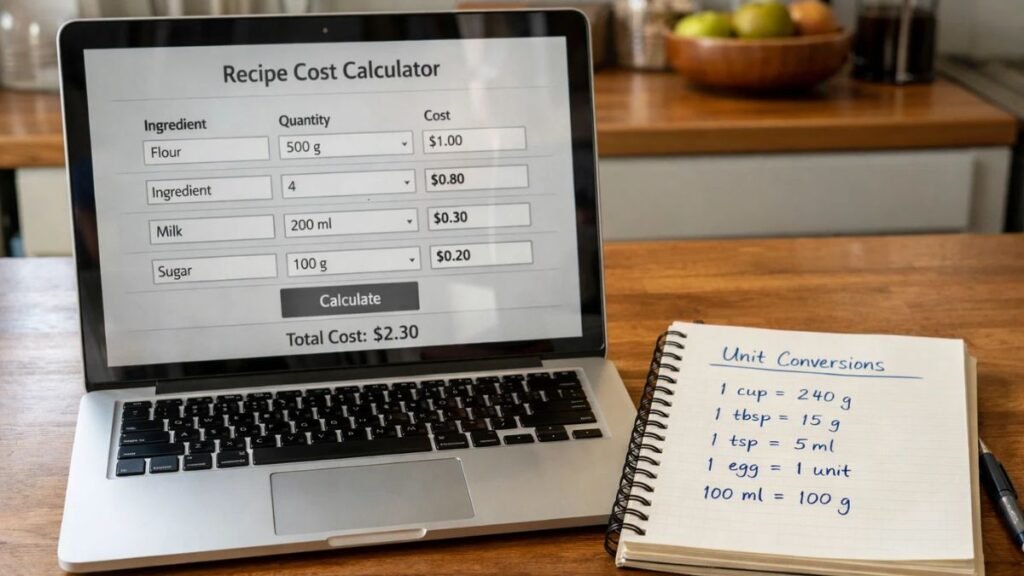 “Automatic unit conversion in a recipe cost calculator for food businesses”