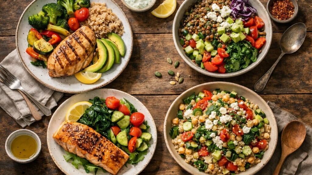 Balanced PCOS lunch and dinner meals for hormone balance and weight loss
