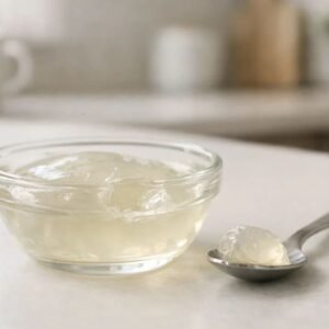 Bariatric gelatin recipe served in a small glass bowl, sugar-free and portion controlled, suitable after weight loss surgery