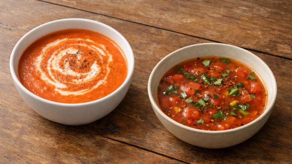 Creamy tomato soup versus clear homemade tomato soup nutrition comparison