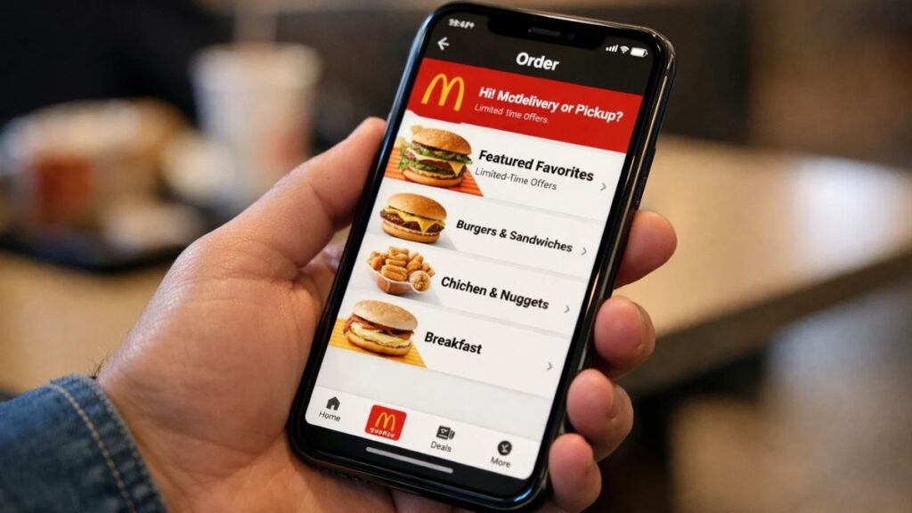 Customer using the McDonald’s app as digital pricing and transparency face scrutiny