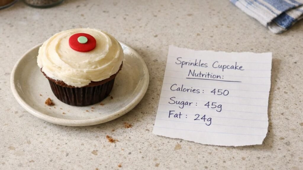 Sprinkles cupcake nutrition facts showing calories sugar and fat explained visually