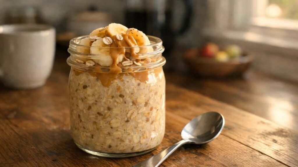 Banana Peanut Butter Overnight Oatmeal