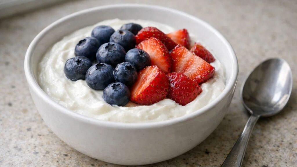Greek yogurt with berries low glycemic breakfast before pregnancy glucose test