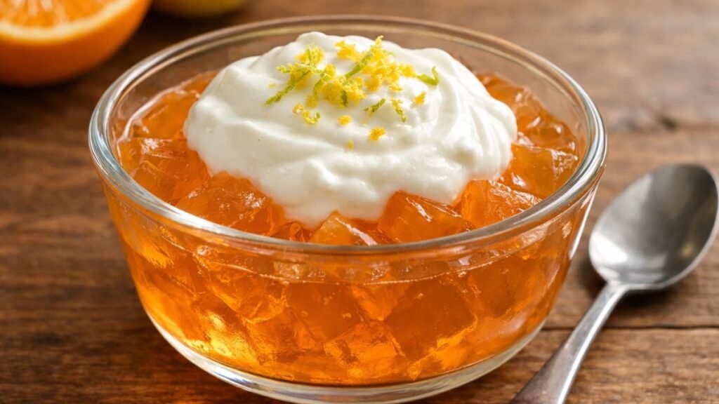 High-protein citrus gelatin bowl recipe for weight loss with Greek yogurt