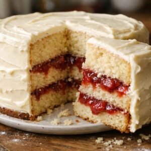 Vanilla Cake with Strawberry Filling
