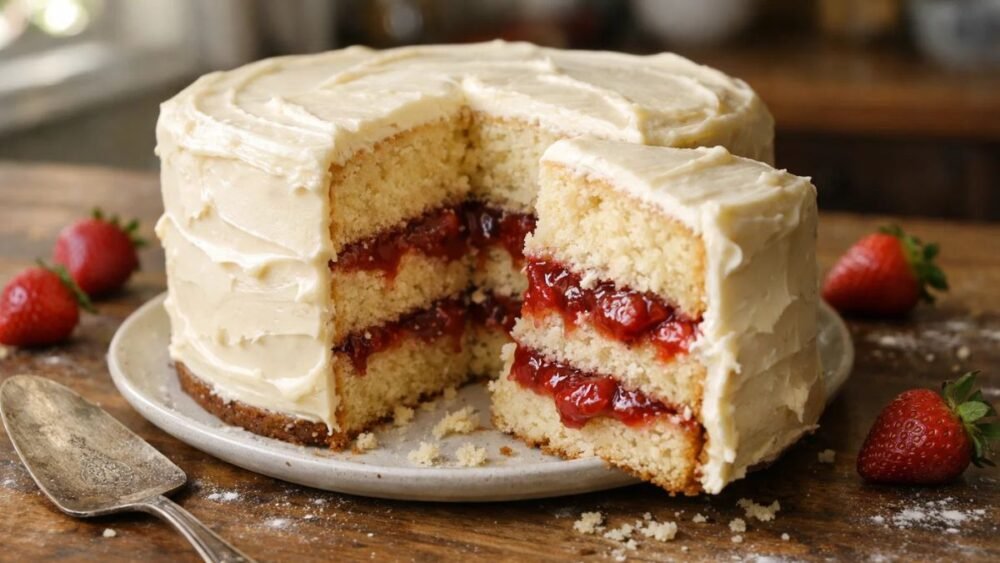 Vanilla Cake with Strawberry Filling