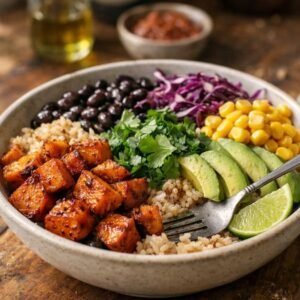 Healthy sweet potato taco bowl