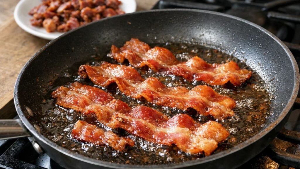 cooking crispy bacon for broccoli salad with bacon and cheese recipe
