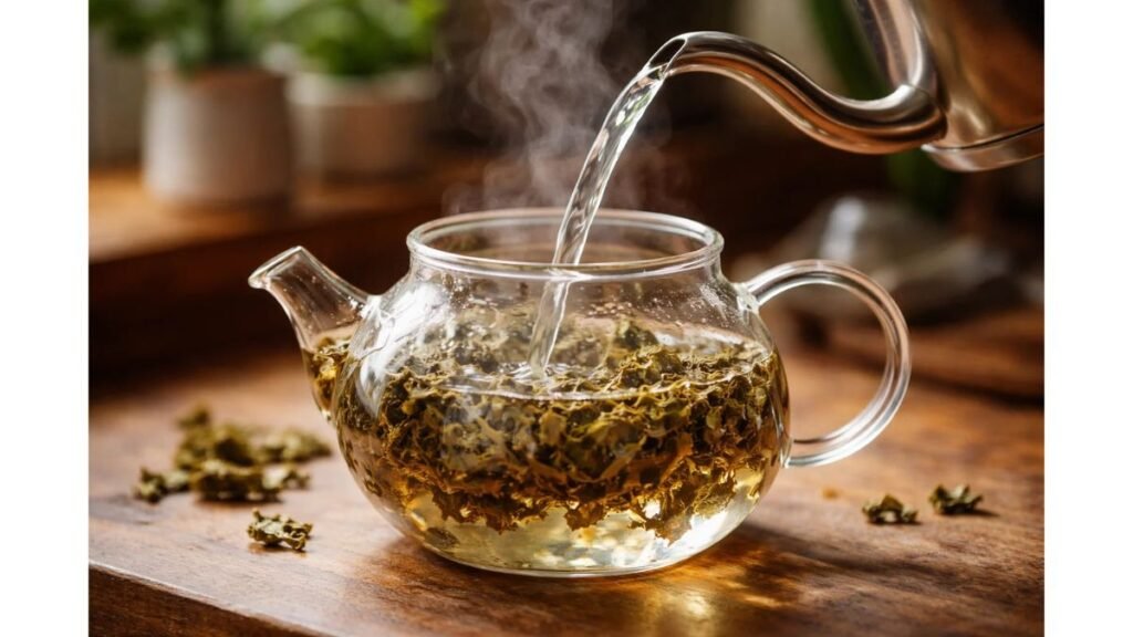how to make mamaki tea at home brewing herbal tea step hot water pouring