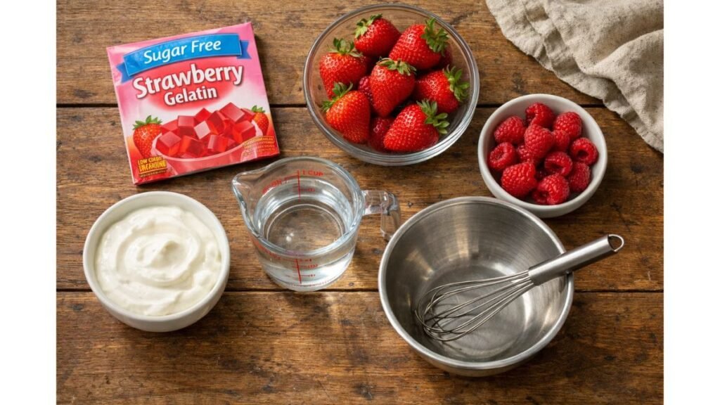 ingredients for pink gelatin weight loss recipe sugar free gelatin strawberries yogurt