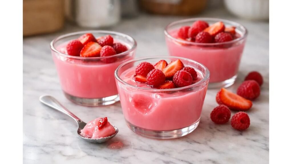low calorie pink gelatin dessert cups with strawberries weight loss snack