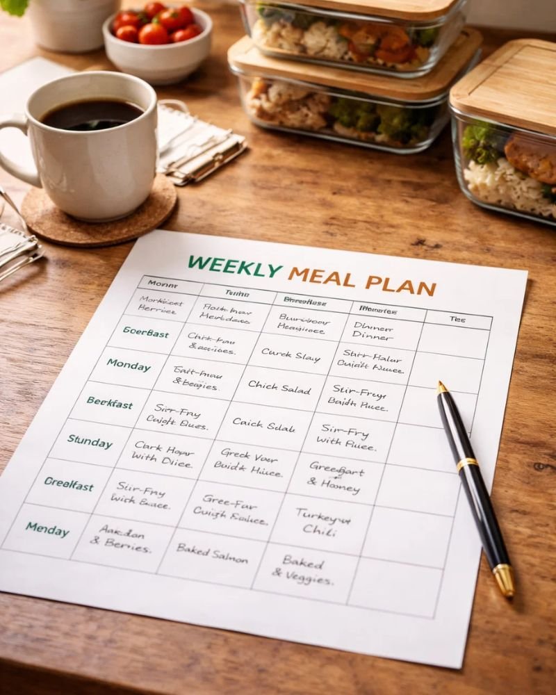 7 day 1400 calorie meal plan sheet weekly diet planning meal prep containers weight loss organization