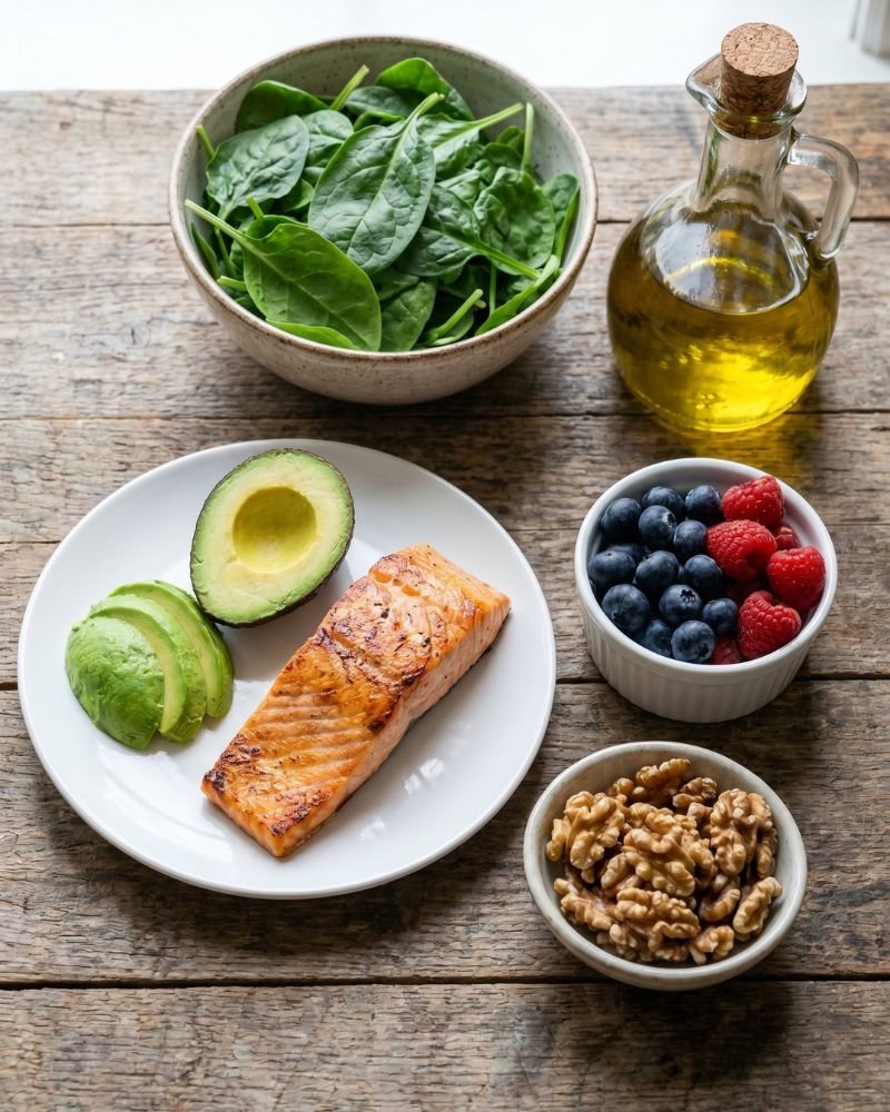 anti inflammatory foods for hashimoto diet salmon avocado spinach berries healthy thyroid foods