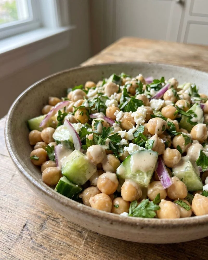 “chickpea protein salad vegan easy high protein healthy salad recipe”