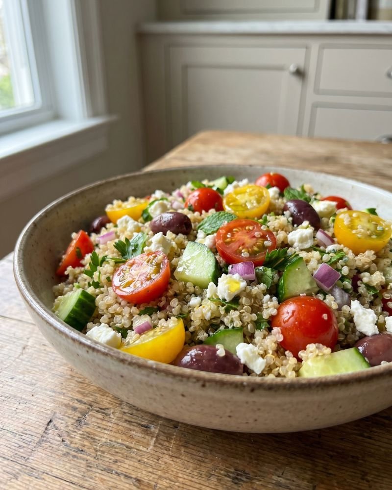 “mediterranean quinoa salad vegan high protein weight loss recipe”