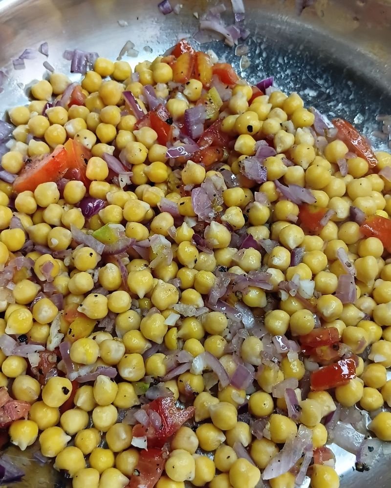 Add Tomatoes and Seasonings chickpeas