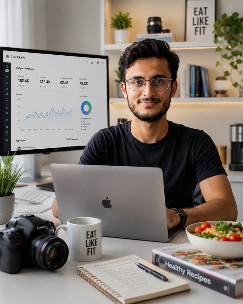 Successful independent food content creator working